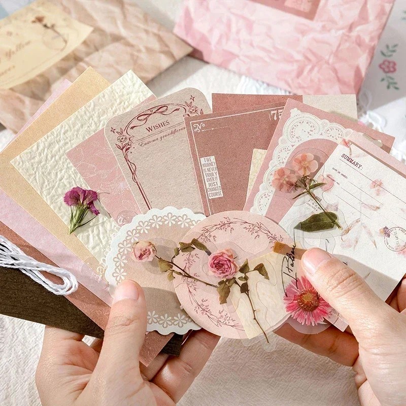 29 adet Retro etiket çiçek doku Mix malzeme kağıt önemsiz dergisi planlayıcısı Scrapbooking Vintage el yapımı dekor DIY zanaat