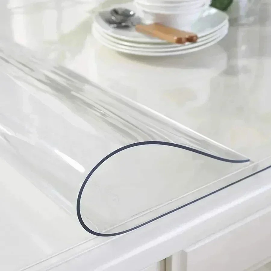 3.0mm yumuşak cam masa Mat PVC şeffaf masa örtüsü su geçirmez dikdörtgen masa örtüsü ped mutfak yağı-Proof masa Mat - Görsel 2