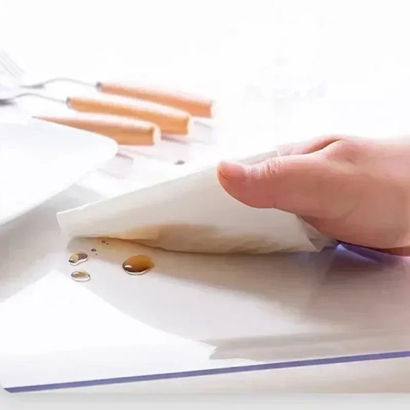 3.0mm yumuşak cam masa Mat PVC şeffaf masa örtüsü su geçirmez dikdörtgen masa örtüsü ped mutfak yağı-Proof masa Mat - Görsel 6