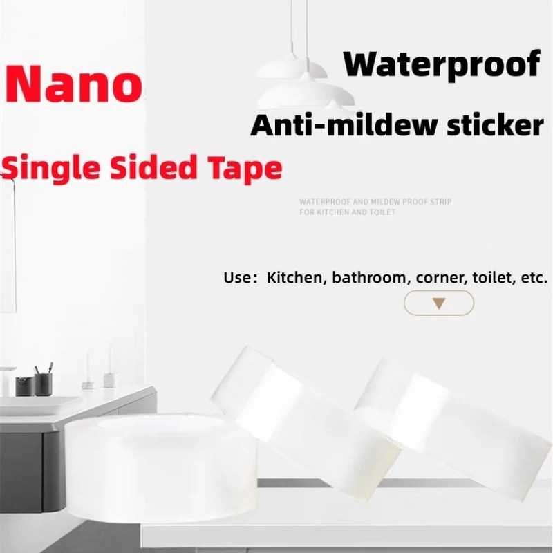 3/10M Nano tek taraflı bant şeffaf anti-kalıp su geçirmez kendinden yapışkanlı bant mutfak banyo dekorasyon için hiçbir iz