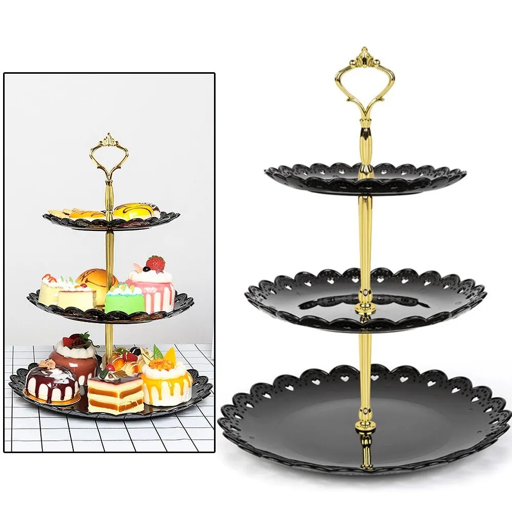 3-Tier Cupcake standı meyve tabağı tutucu tatlılar aperatif şeker büfe noel düğün pastası tatlı tepsisi için kule standı