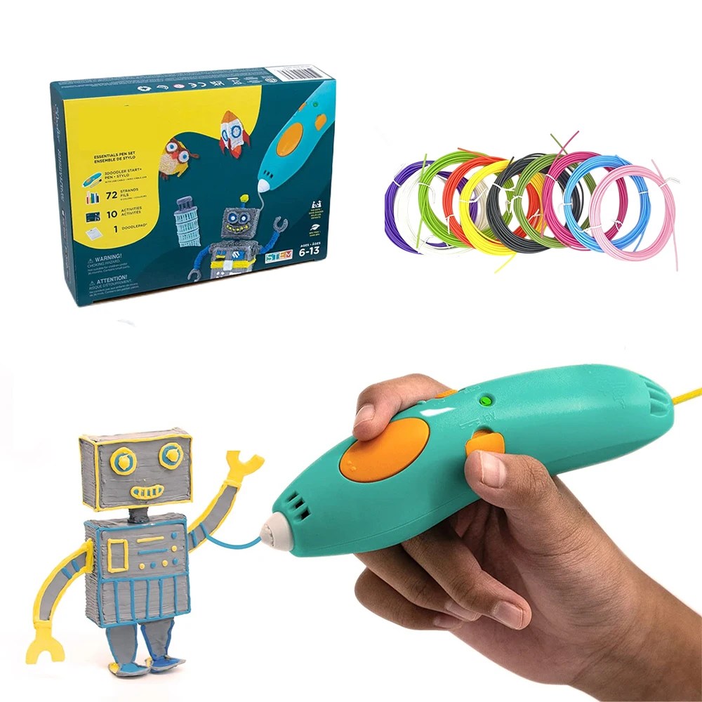3 renk Filament ile kablosuz 3d cetvel kalemi düşük sıcaklık çocuklar için en iyi hediyeler baskı kalem DIY 3D sanat şarj edilebilir kalemler