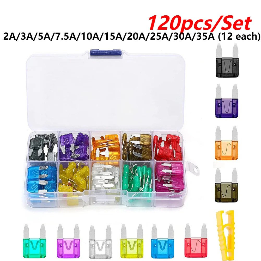 300 adet Mini bıçak tipi araba sigorta oto araba kamyon sigorta çeşitler 2A 3A 5A 10A 15A 20A 25A 30A 35A otomatik sigorta karışık seti aksesuarları