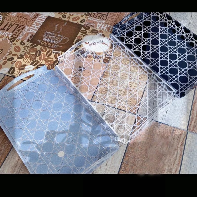 35x21.5x3cm şeffaf mavi siyah renkler akrilik tepsi ofee masa kupası su ısıtıcısı depolama