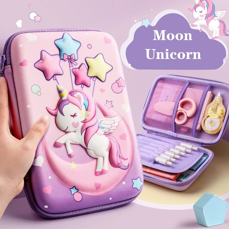 3D EVA unicorn sevimli kalem kutusu karikatür kırtasiye kutusu kız renkli kurşun kalem kutusu öğrenci kalem kutusu okul malzemeleri hediye ipad kılıfı