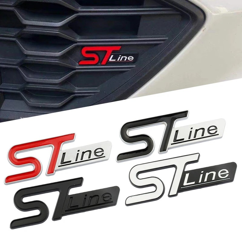 3D Metal Logo ST hattı rozeti araba gövde ön izgara amblem Ford odak MK4 PUMA Mondeo Kuga Fiesta ST hattı Sticker aksesuarları