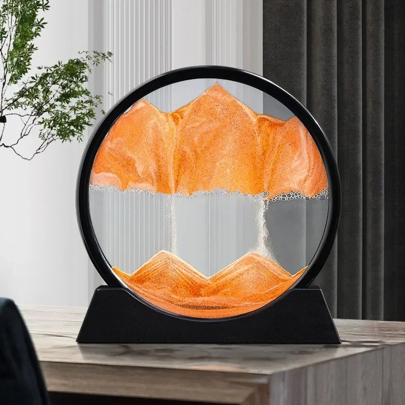 3D Sandscape hareketli kum sanat resmi yuvarlak cam derin deniz kum saati Quicksand zanaat akan kum boyama ofis ev dekor hediye
