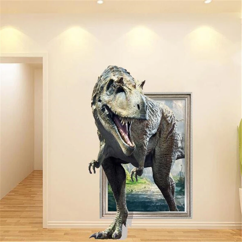 3D antik dinozor duvar sticker yatak odası ev dekorasyon jurassic dönem hayvan film afiş duvar çıkartmaları çocuk odaları için