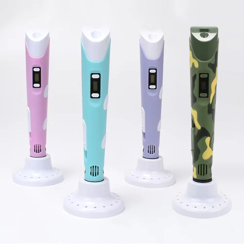 3D baskı kalem DIY cetvel kalemi ile LCD ekran 3D kalem 10 renk ile 50 metre PLA Filament noel doğum günü hediyesi için çocuk
