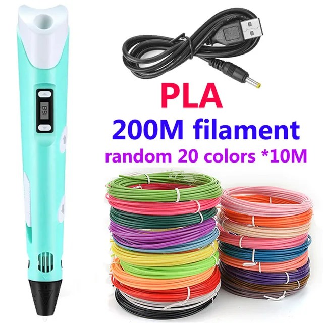 3D baskı kalem DIY cetvel kalemi ile LCD ekran 3D kalem 10 renk ile 50 metre PLA Filament noel doğum günü hediyesi için çocuk - Görsel 9