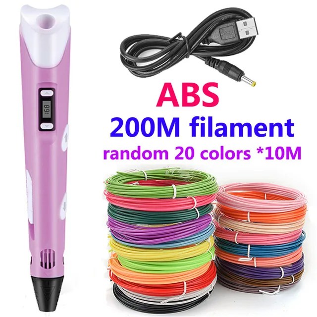 3D baskı kalem DIY cetvel kalemi ile LCD ekran 3D kalem 10 renk ile 50 metre PLA Filament noel doğum günü hediyesi için çocuk - Görsel 15