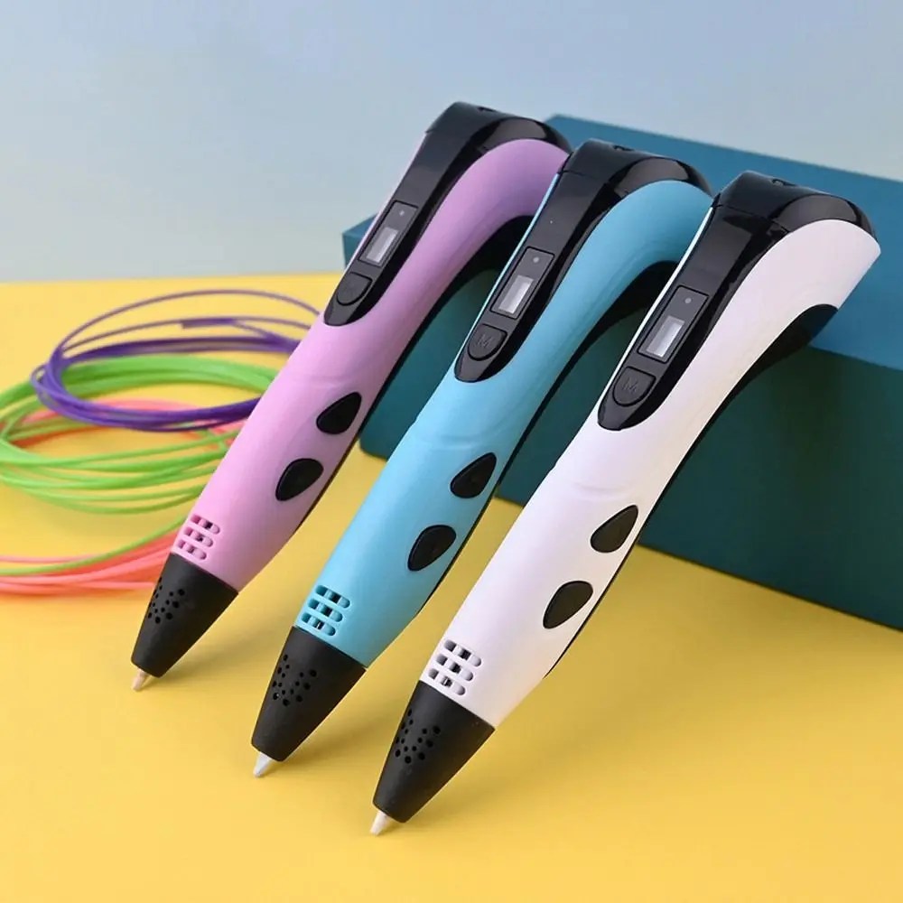 3D baskı kalem DIY cetvel kalemi çocuklar için yetişkin Creatived oyuncak 12 renkler 36M PLA filamentler + USB tip-c şarj edilebilir