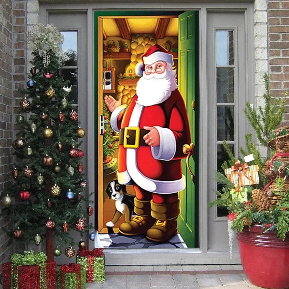 3D su geçirmez yüksek çözünürlüklü PVC malzeme kapı çıkartmalar noel modelleri kapı çıkartmalar ev dekorasyon çıkartmaları - Görsel 4