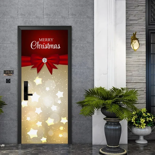 3D su geçirmez yüksek çözünürlüklü PVC malzeme kapı çıkartmalar noel modelleri kapı çıkartmalar ev dekorasyon çıkartmaları