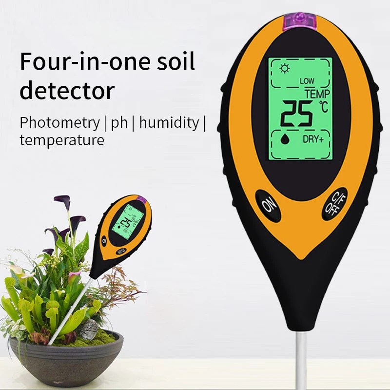 4 in 1 toprak PH ölçer Test cihazı toprak Test PH nem ölçer sıcaklık güneş ışığı yoğunluğu ölçüm analizi toprak asitlik testi