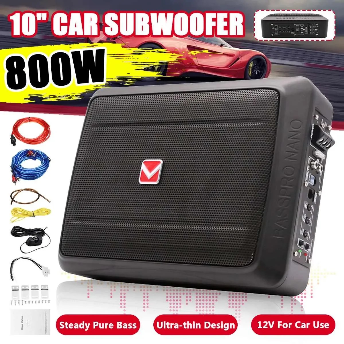 400W/800W 8/10/15 inç Ultra ince Subwoofer araba aktif Subwoofer ses hoparlör bas amplifikatör oto Surround ses ses