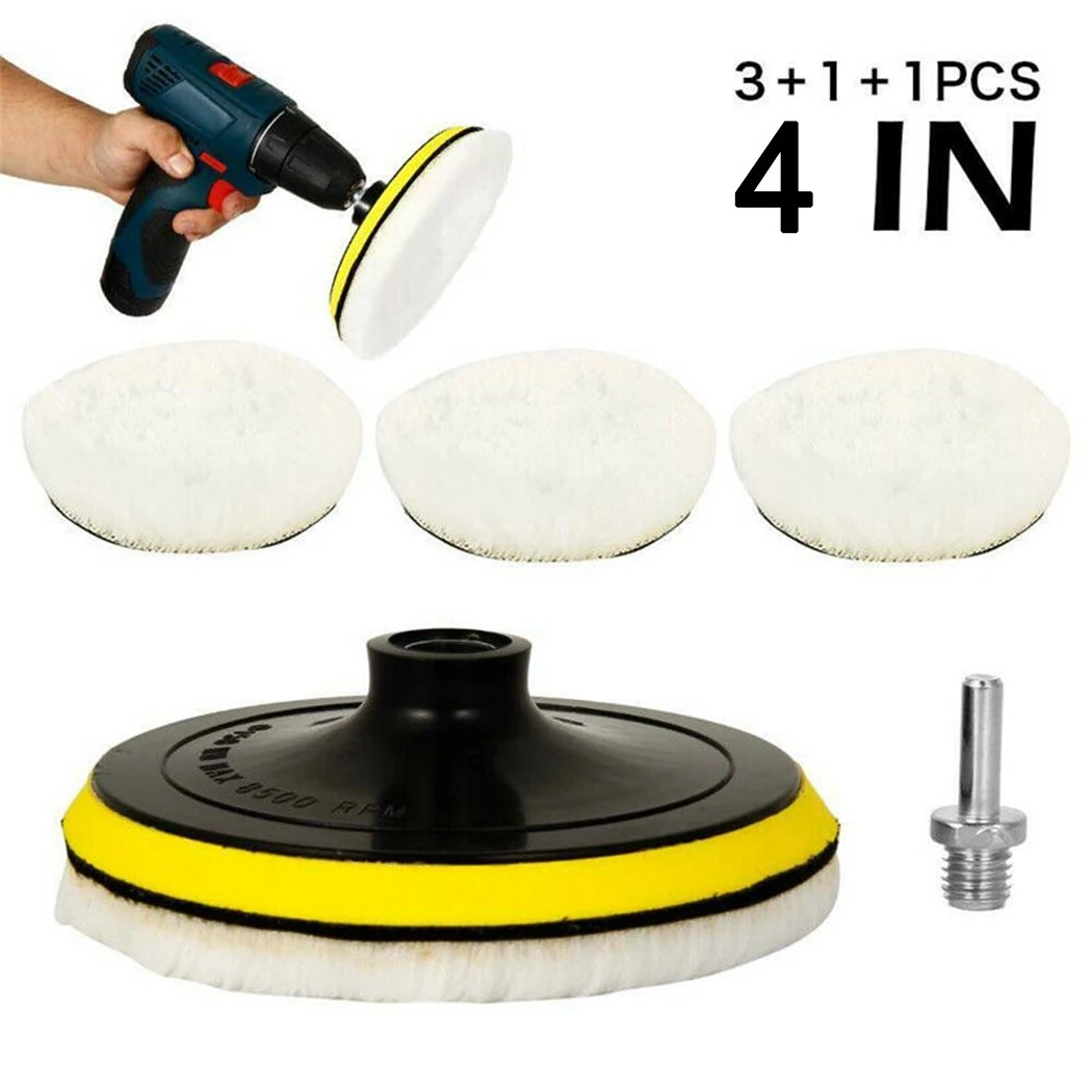 5 adet 4 inç parlatıcı parlatma pedi yün tekerlek paspas kiti araba parlatıcılar için matkap bakım parlatıcılar pedleri arabalar Gadget