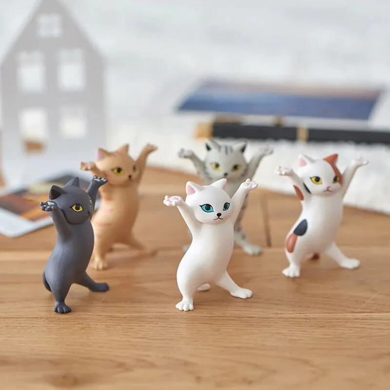 5 modelleri dans kedi şekil dekorasyon animasyon kedi modeli moda oyuncak büyüleyici kedi kapsül oyuncak bebek kek dekorasyon