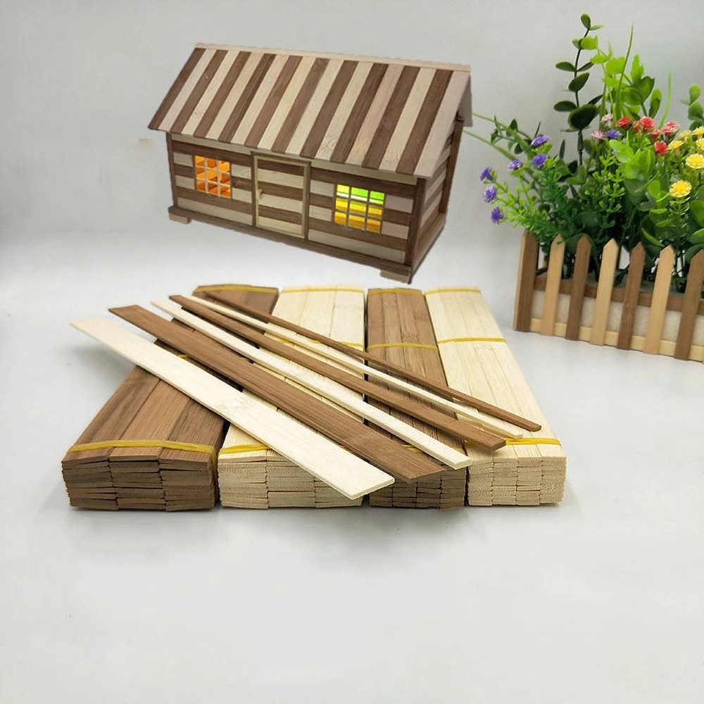50 adet Multisize düz bambu sopalar DIY ahşap el sanatları malzeme el sanatları yapma malzemeleri el yapımı yapı model malzemeleri 30cm uzun