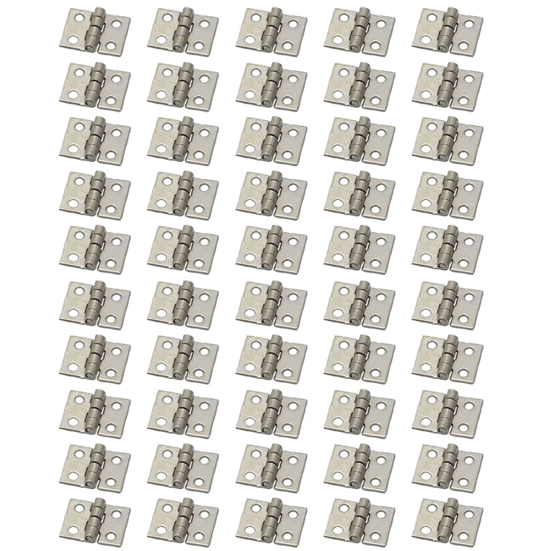 50 adet pirinç kaplama Mini menteşe küçük dekoratif takı ahşap kutu dolap kapı çivi Dollhouse mobilya ile menteşeler