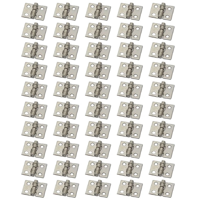 50 adet pirinç kaplama Mini menteşe küçük dekoratif takı ahşap kutu dolap kapı çivi Dollhouse mobilya ile menteşeler - Görsel 5