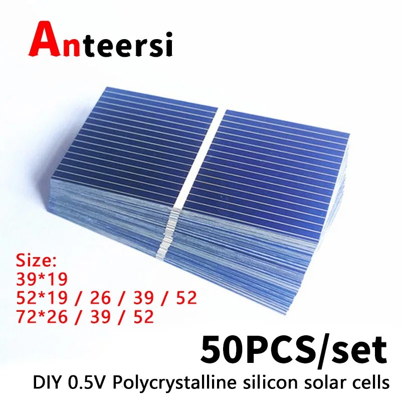 50 adet/set GÜNEŞ PANELI 0.5V 320mA güneş pili panelleri hücre DIY pil şarj 39*19 52*19/26/39/52 72*26/39/52mm polysilicon