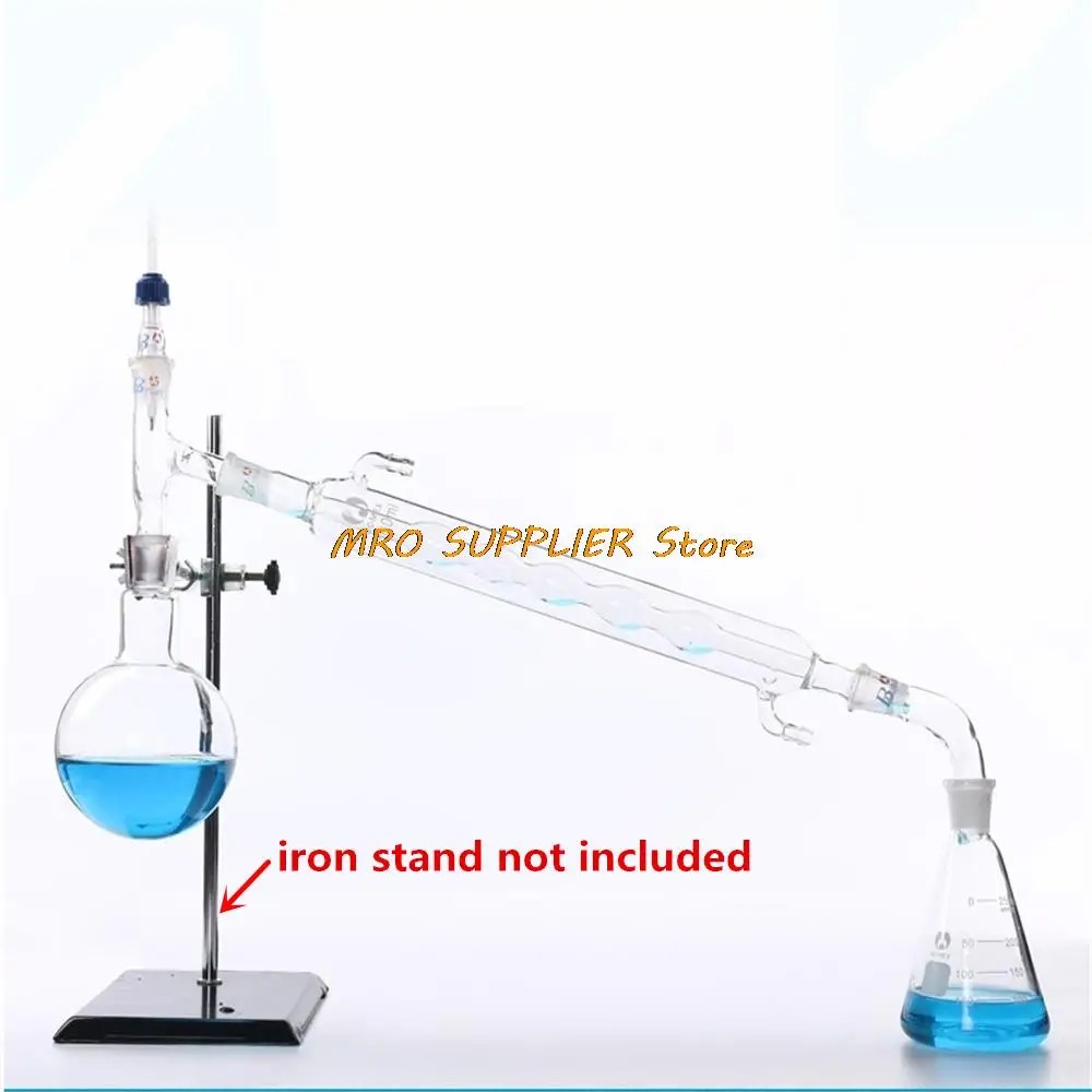 500ml 1000ml kimya laboratuvarı züccaciye kiti, cam damıtma, damıtma aparatı, 24/29 laboratuar malzemeleri (demir standı dahil değildir)