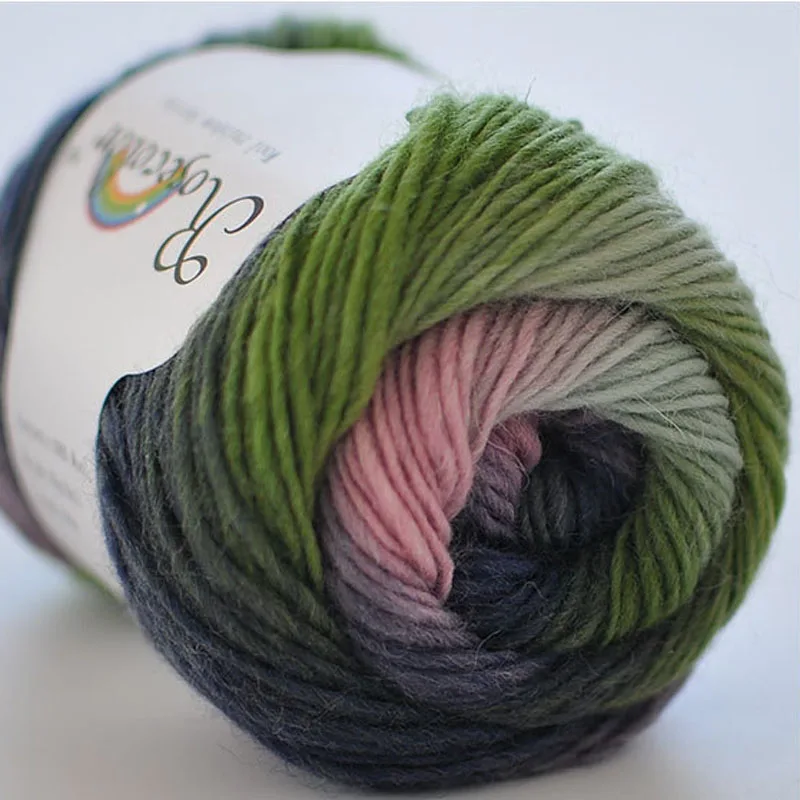 50g/top 100% merinos yünü iplik örgü tığ işi kazak eşarp şapka bere gökkuşağı renk DIY peluş zanaat Freeshipping