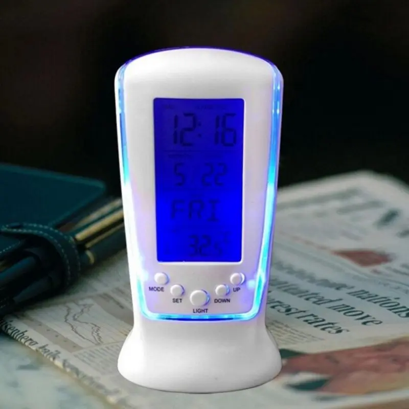 510 Mini küçük çalar saat, Led ışıklı müzik, dilsiz tembel elektronik sıcaklık ev dekor odası dekorasyon ile
