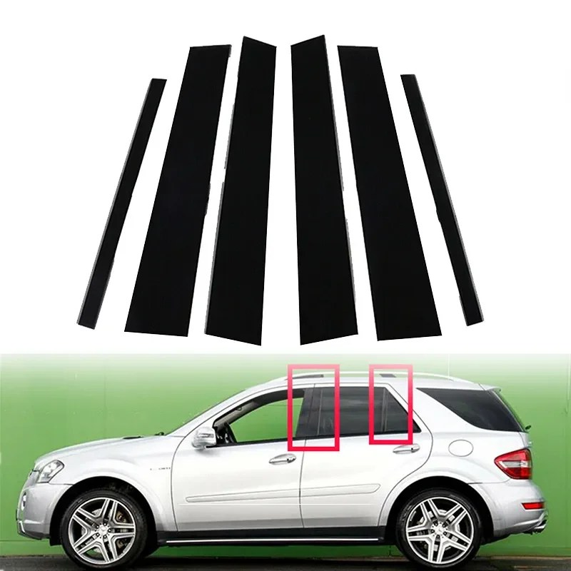 6 adet araba Pillar mesajlar kapı pencere ayar kapağı çıkartmalar Mercedes ML sınıfı W164 2006-2011 için dış parçalar aksesuarları