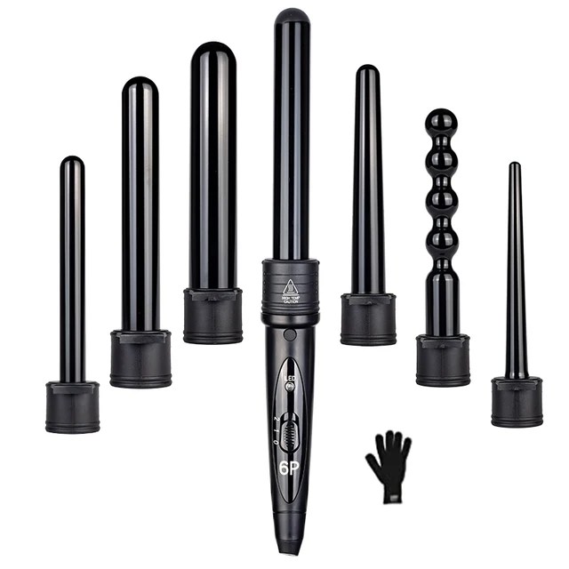 6 in 1 9-32mm değiştirilebilir profesyonel seramik saç bigudi dönen bukle makinesi değnek değnek Curlers saç bakımı şekillendirici araçları - Görsel 8