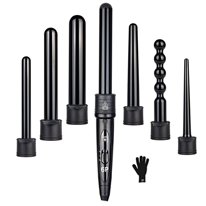 6 in 1 9-32mm değiştirilebilir profesyonel seramik saç bigudi dönen bukle makinesi değnek değnek Curlers saç bakımı şekillendirici araçları