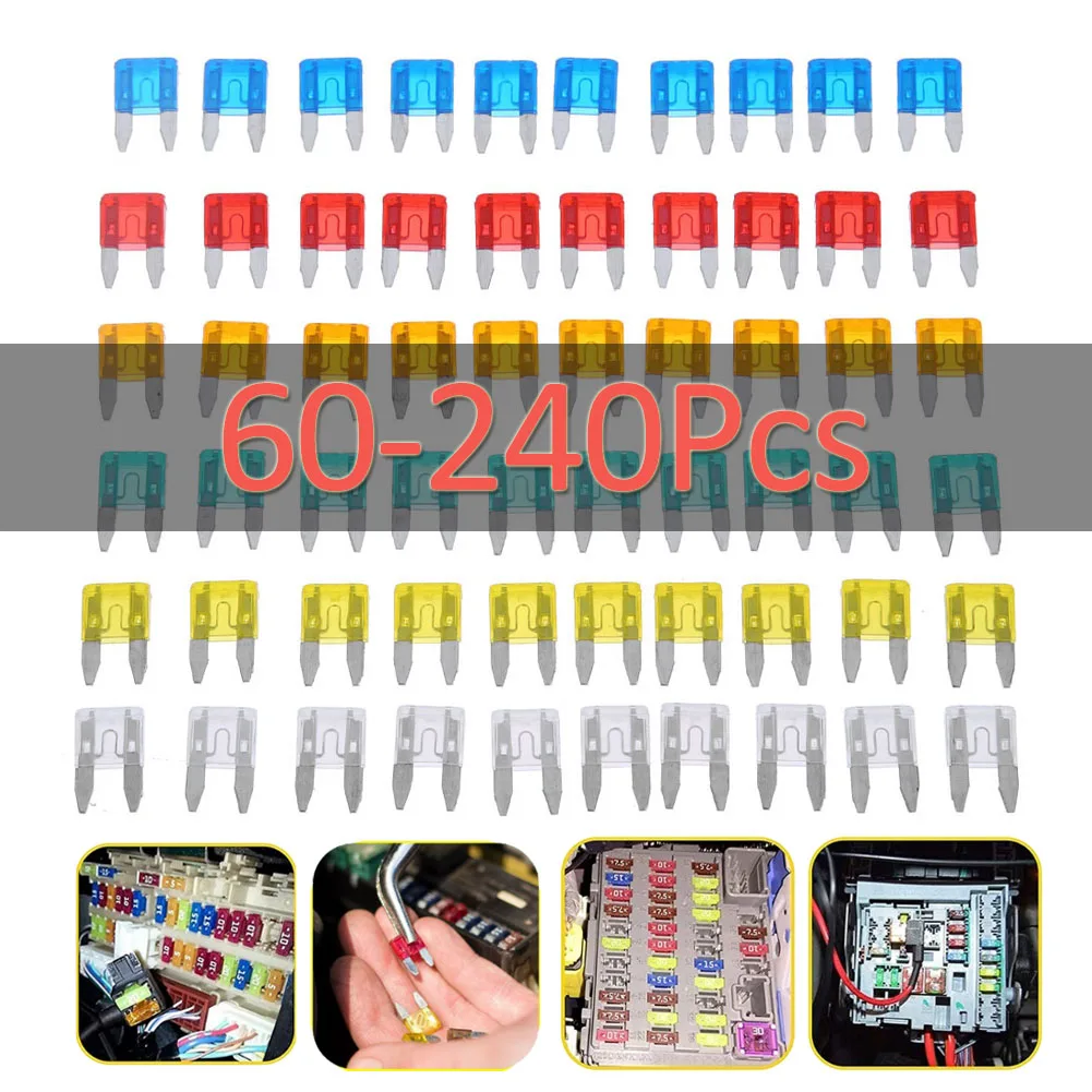 60-240 adet oto araba Styling otomobil kamyon Mini sigorta karışık seti kiti emniyet çeşitler Mini kamyon bıçak sigorta değiştirme