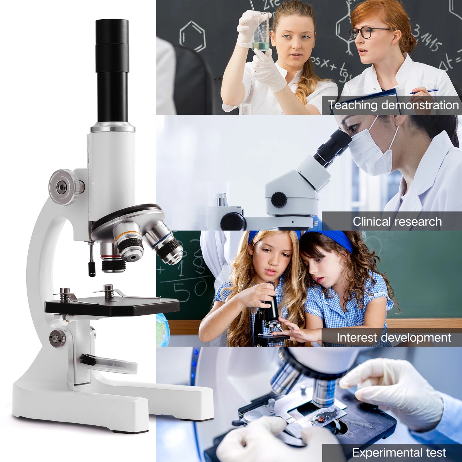 64X-2400X monoküler optik mikroskop ilkokul bilim deneysel biyoloji öğretim mikroskop çocuk doğum günü hediyesi - Görsel 4