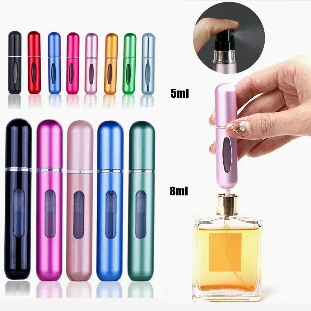 8/5ml parfüm Atomizer taşınabilir sıvı konteyner kozmetik seyahat için Mini alüminyum sprey alcochol boş doldurulabilir şişe