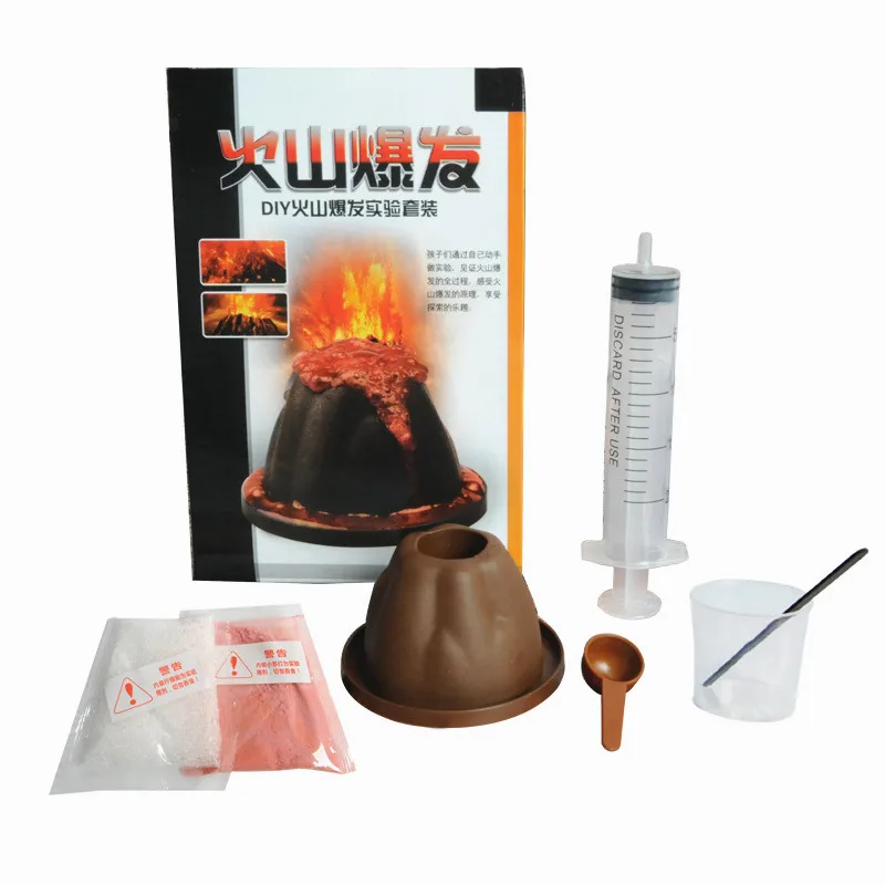 8 yıl için DIY volkan deney çocuk erkek kız eğitici oyuncak sınıf deney bilim fizik kimyasal volkan Modle