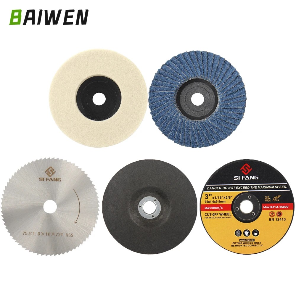 Açı öğütücü için 5 adet kesme diski çelik taş zımpara disk 75mm kesme Metal dairesel testere bıçağı düz Flap taşlama tekerlek