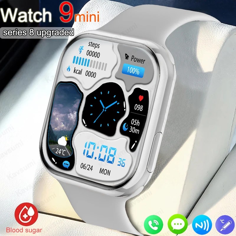 Akıllı İzle 9 Mini kadınlar Ultra serisi NFC Smartwatch erkekler BT çağrı su geçirmez kablosuz şarj Apple için 2.05 inç ekran izle 9