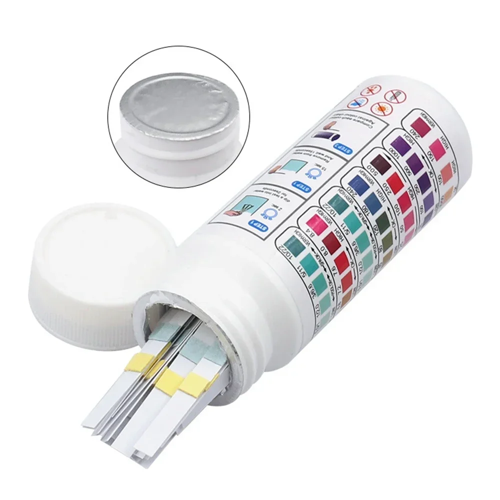 Akvaryum için 7 in 1 Test şeritleri/balık tankı/yüzme havuzu/Spa su kalitesi 50 Test 100 adet klor/PH /Bromine ölçü kağıdı