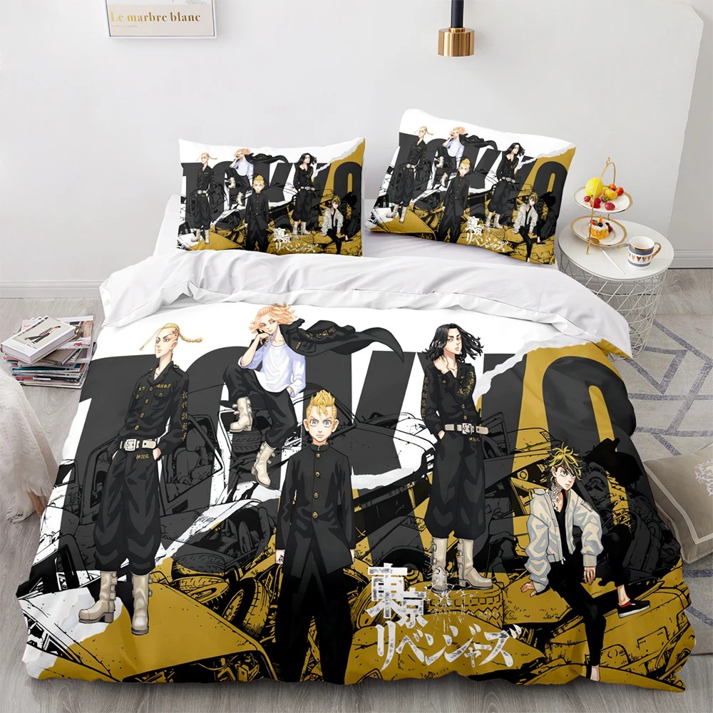 Anime Tokyo revruss Ryuguuji Ken Sano Manjiro nevresim kartun seti tempat tidur seti yorgan yorgan meliputi tekstil rumah