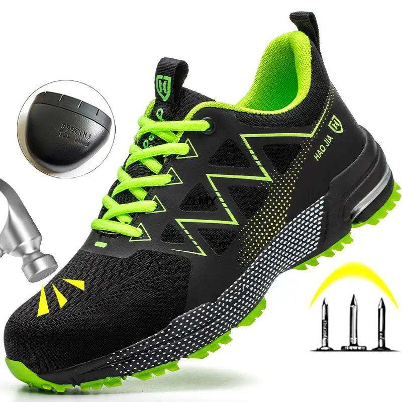 Anti-stab güvenlik ayakkabıları erkekler çelik burunlu ayakkabı delinmez nefes iş güvenliği botları adam inşaat iş ayakkabısı erkek Sneakers