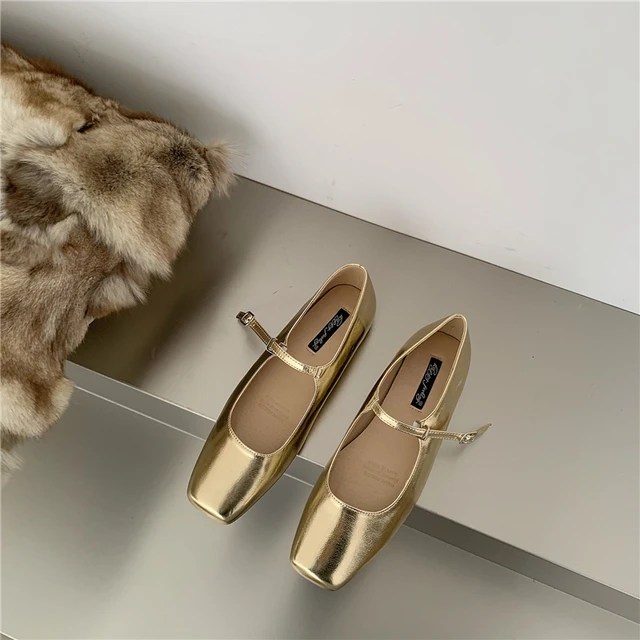 Antsquare kare ayak bale ayakkabıları moda düşük topuk Mary Jane ayakkabı Casaul gümüş sığ toka yumuşak taban ayakkabı Zapatos De Mujer - Görsel 14