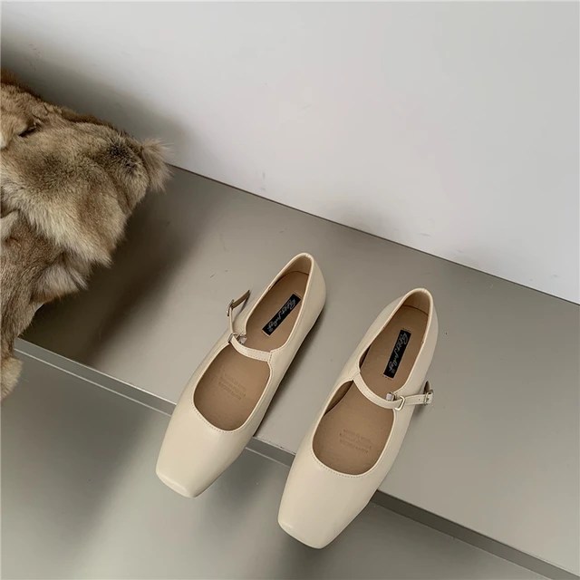 Antsquare kare ayak bale ayakkabıları moda düşük topuk Mary Jane ayakkabı Casaul gümüş sığ toka yumuşak taban ayakkabı Zapatos De Mujer - Görsel 16