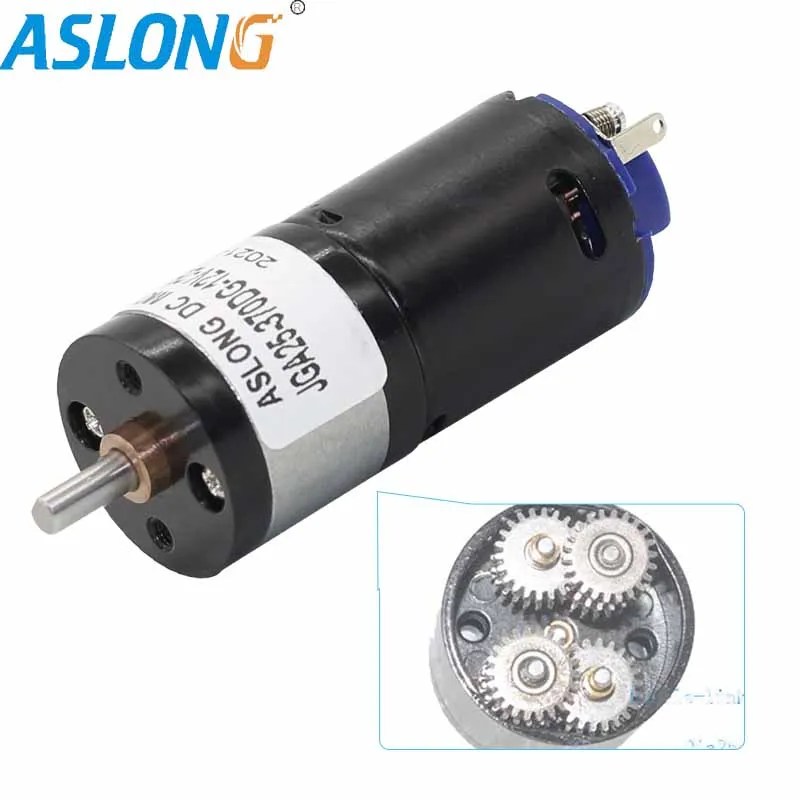 Aslong yüksek tork DC Greared motor 6v12v yüksek güç yüksek rpm Mini pmdc elektrik motoru dia25mm adım-aşağı şanzıman redüktör motoru