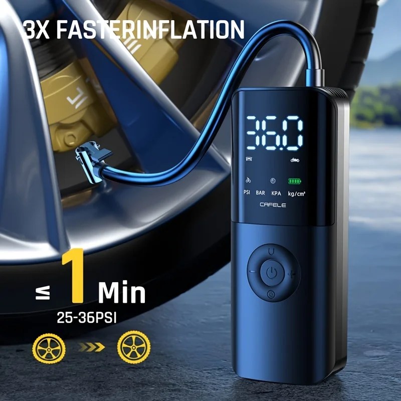 Auto le 12V araba hava kompresörü taşınabilir elektrikli oto aksesuarları için hava pompası kablosuz araç lastik şişirme dijital bisiklet pompası