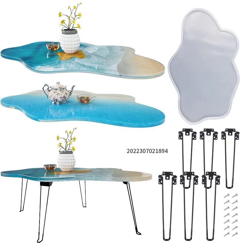 Büyük 61cm düzensiz tepsi epoksi reçine silikon kalıp dalga masa nehir masa silikon kalıp DIY okyanus kristal reçine döküm kalıp