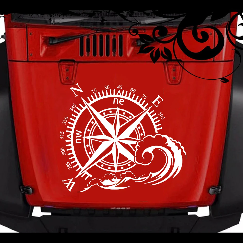 Büyük okyanus pusula gül denizcilik 4x4 Offroad Jeep duvar Sticker Camper Rv kamp dalga accompass seyahat duvar çıkartması yatak odası vinil