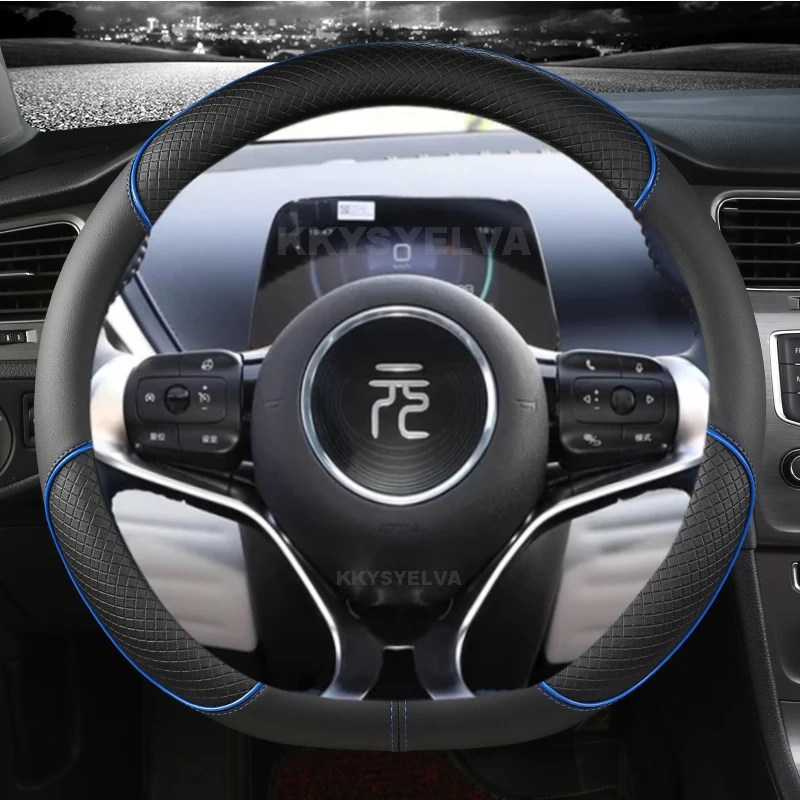 BYD Atto 3 Atto 3 EV Yuan artı 2022 2023 mikrofiber deri spor D şekli araba direksiyon kılıfı oto aksesuarları - Görsel 4