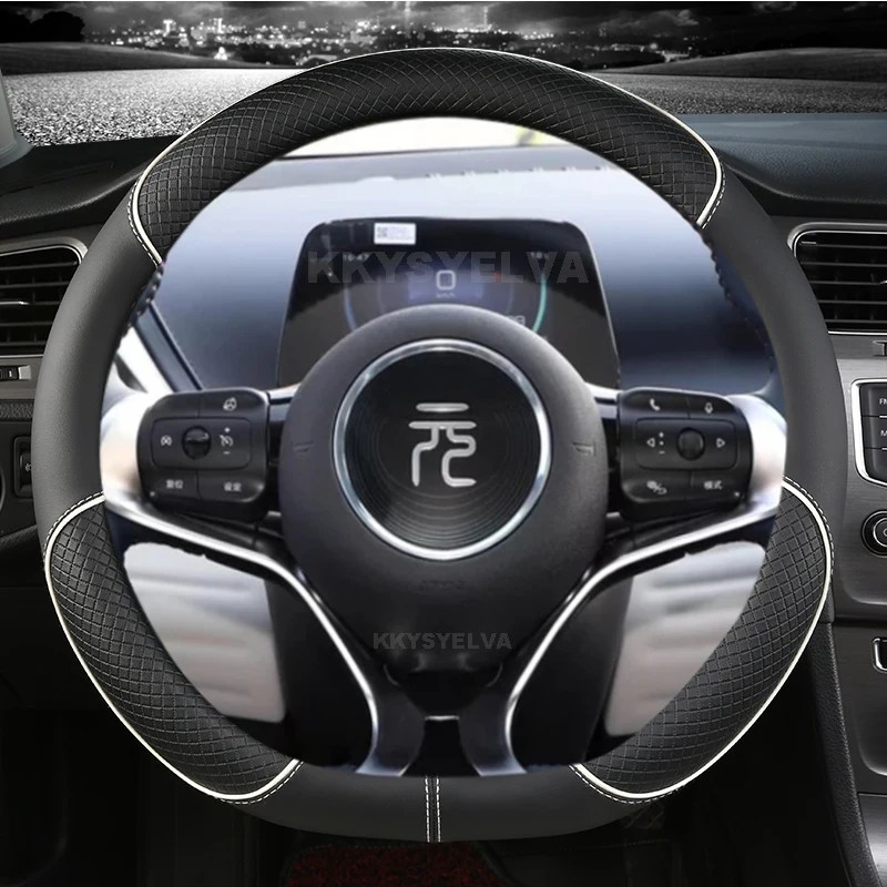 BYD Atto 3 Atto 3 EV Yuan artı 2022 2023 mikrofiber deri spor D şekli araba direksiyon kılıfı oto aksesuarları - Görsel 1