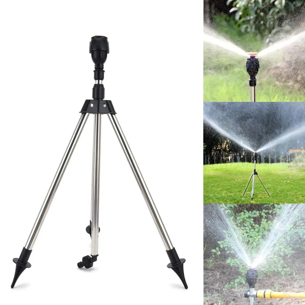 Bahçe otomatik dönen yangın söndürme cihazı paslanmaz çelik Tripod sulama standı 360-Degree su jeti bahçe çim fıskiyesi aracı